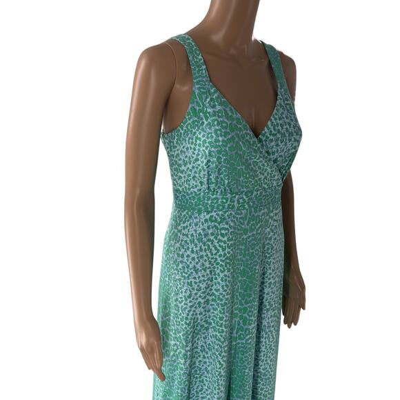 J. McLaughlin Blue Cheetah Print Karla Catalina Cloth V Neck Maxi Dress - Picture 4 of 9